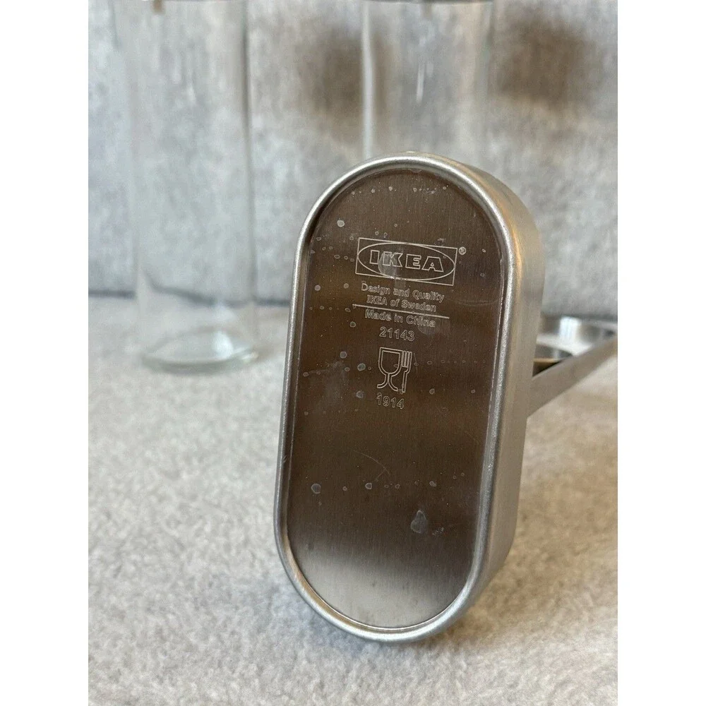 IKEA ORTFYLLD 21143 Glass Oil & Vinegar Set 8 oz w/ Stand Caddy Spouts Lids